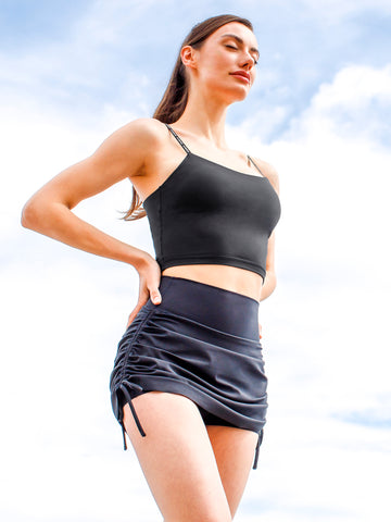 NUDE TENNIS SKIRT SHORTS, MIDNIGHT GREY
