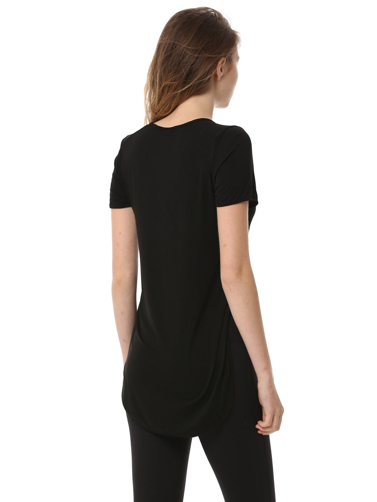 HI LO SIDE SPLIT TEE, BLACK