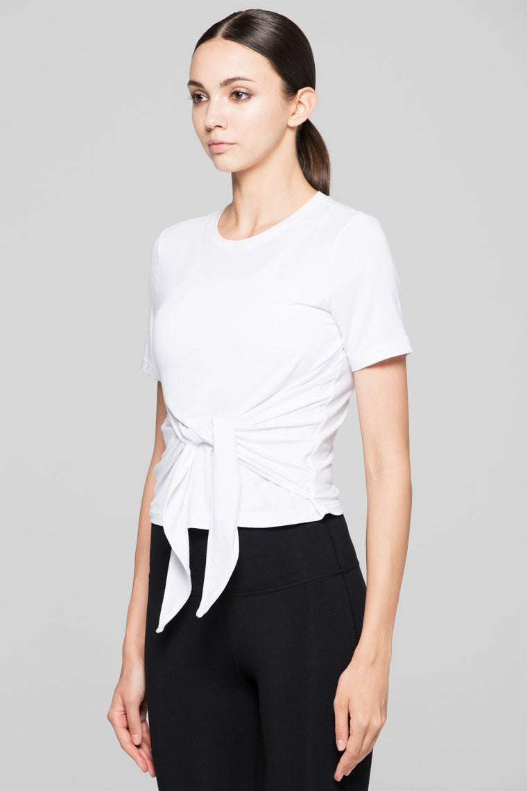 FITTED TEE WITH FRONT AND BACK TIE, WHITE